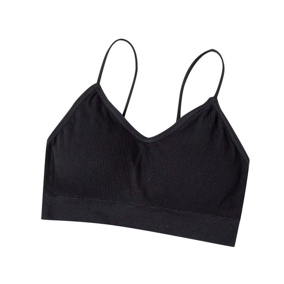 Fengactive Seamless Straps Bras for Women Everyday Basic Sleeping Bra V-Neck Padded Sports Bras