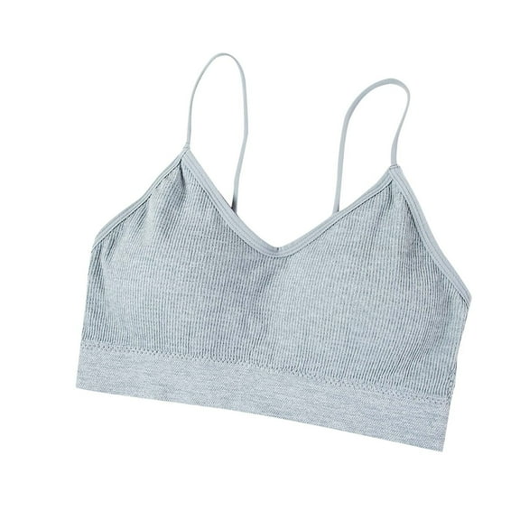 Fengactive Seamless Straps Bras for Women Everyday Basic Sleeping Bra V-Neck Padded Sports Bras