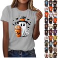 thumbnail image 1 of QINGFSAP Short Sleeve Halloween Printed T-Shirt Tops for Women Graphic Shirt Crew Neck Season Tops, 1 of 6