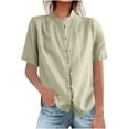 thumbnail image 1 of QINGFSAP Short Sleeve Tops for Women Loose Vintage Button Down Shirt Dressy Casual Summer Tunic Blouse, 1 of 6