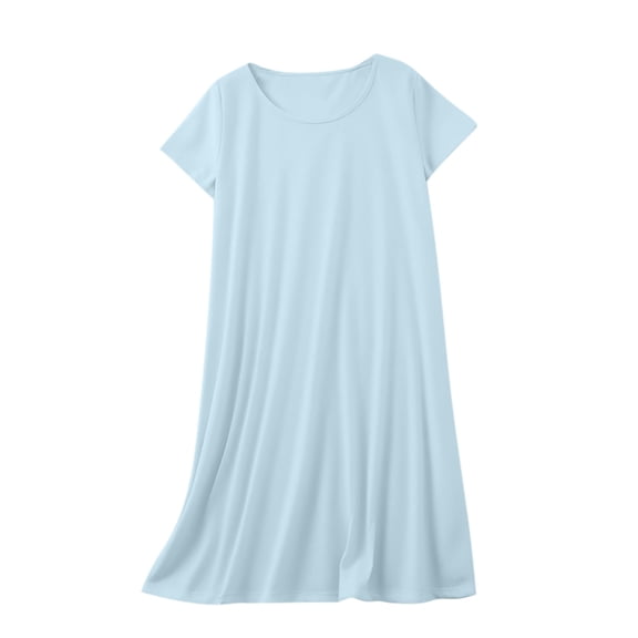 QINGFSAP Sleep T-shirt Dress for Women Casual Crew Neck Short Sleeve House Nightgown Lightweight Sleepwear