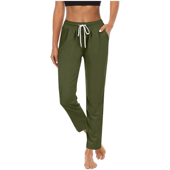 Fengactive Straight Leg Pants for Women Baggy Loose Fit Sweatpants Casual Joggers Pants Drawstring Ankle Cuffs Pockets