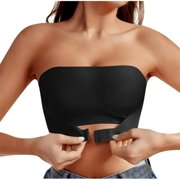 Fengactive Strapless Push Up Seamless Bras for Women Front Closure Non-Slip Bandeau Top