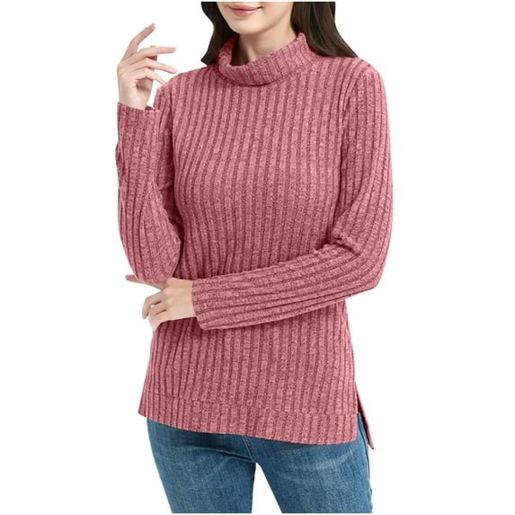 Fengactive Sweaters for Women Fashion Casual Solid Color Long Sleeve Turtleneck Pullover Top Sweaters