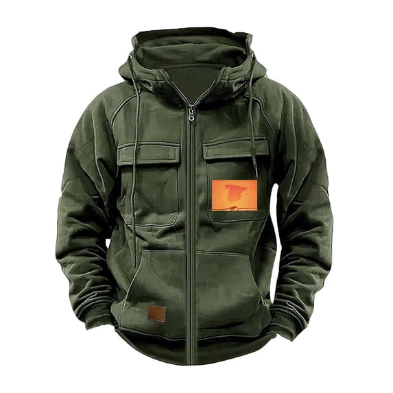 Fengactive Tactical Sweatshirts for Men Hoodies Full Zip Long Sleeve Workout Cargo Pullover Sport Outdoor Winter Jacket with Pocket