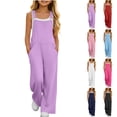 thumbnail image 1 of Fengactive Teen Girls Summer Long Jumpsuit Solid Design Straight Wide Leg Side Pockets Casual Wear for 5-15T, 1 of 9