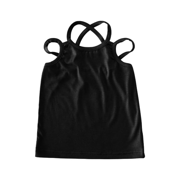 Fengactive Toddler Girls Solid Ribbed Crisscross Hollow Out Strap Tank Top Breathable Casual Sleeveless Inner Shirts