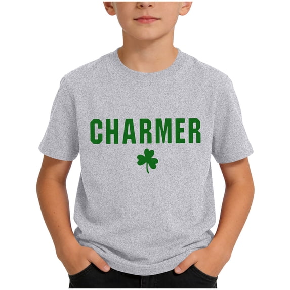 Fengactive Toddler Kids Clover St Patricks Day Print T Shirt Crew Neck Breathable Casual Summer Short Sleeve Tops for 1-12T