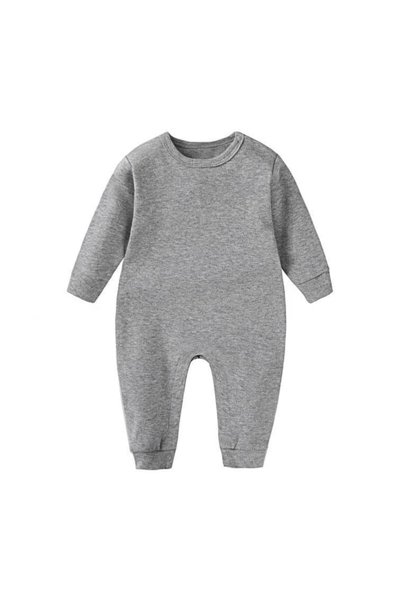 Unisex 0-2T Baby Long Sleeve Full Length Jumpsuit Solid Soft Cotton Round Neck Snap Crotch Spring Autumn Infant Long Romper Onesie