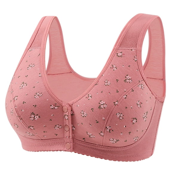 Fengactive Wireless Floral Print Bra for Women Front Closure Plus Size Breathable Everyday Bra