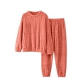 thumbnail image 1 of Fengactive Women's 2 Piece Soft Fluffy Fleece Pajama Set Ribbed Pullover Top and Pants Warm Plush Lounge Sleepwear, 1 of 3