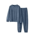 thumbnail image 1 of Fengactive Women's 2 Piece Soft Fluffy Fleece Pajama Set Ribbed Pullover Top and Pants Warm Plush Lounge Sleepwear, 1 of 3