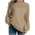 thumbnail image 1 of Fengactive Women's Casual Long Sleeve Sweaters Loose Crewneck Knit Solid Pullover Sweater Tops, 1 of 5