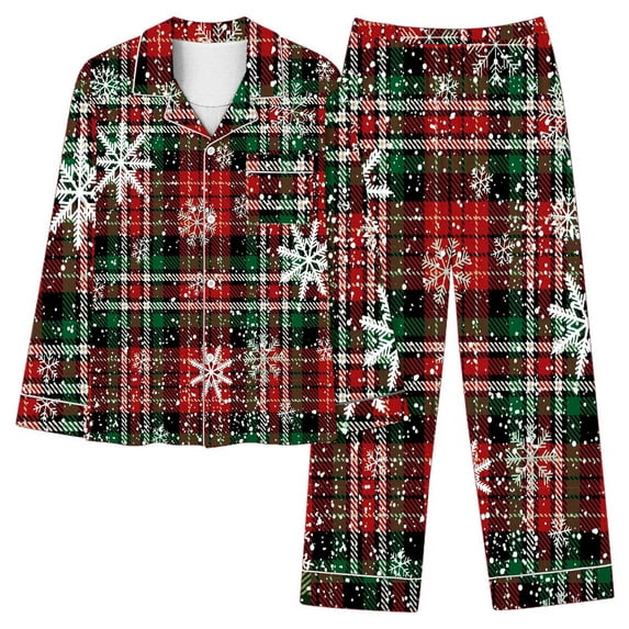 Fengactive Women's Christmas Pajamas Set Long Sleeve Loose Button Down Shirts and Pants Cute 2Pcs Lounge Nightwear