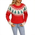 thumbnail image 1 of Fengactive Women's Christmas Tree Graphic Knitted Sweater Long Sleeve Pullover Tops Crewneck Loose Fit Sweater, 1 of 8