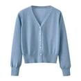 thumbnail image 1 of Fengactive Women's Cropped Cardigan V-Neck Button Down Knitted Sweater Long Sleeve Open Front Soft Outerwear, 1 of 9