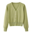 thumbnail image 1 of Fengactive Women's Cropped Cardigan V-Neck Button Down Knitted Sweater Long Sleeve Open Front Soft Outerwear, 1 of 9