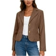 thumbnail image 1 of Fengactive Women's Cropped Open Front Cardigan Blazer Business Casual Long Sleeve Suit Jacket Short Office Blazer Coat, 1 of 9