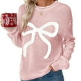 thumbnail image 1 of Fengactive Women's Cute Bow Sweater Crew Neck Long Sleeve Pullover Sweaters Lightweight Knitted Christmas Valentine Clothing, 1 of 8