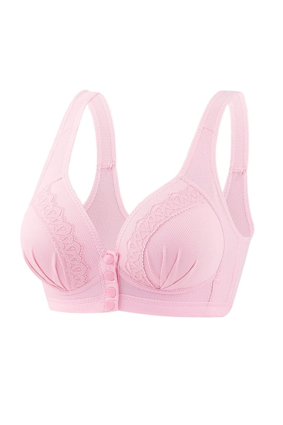 Women's Daily Front Button High Support Wireless Push Up Bra - Convenient Front Closure Sports Bra for Everyday Wear