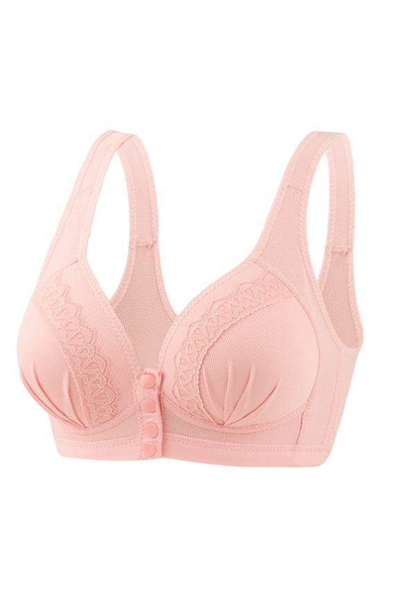 Women's Daily Front Button High Support Wireless Push Up Bra - Convenient Front Closure Sports Bra for Everyday Wear