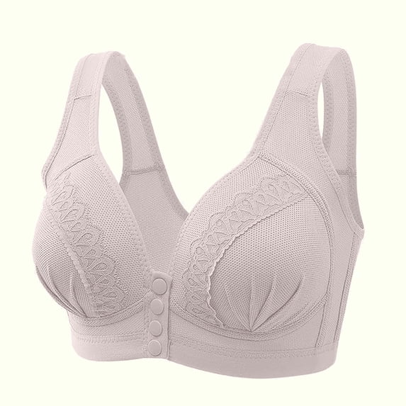 Fengactive Women's Daily Front Button High Support Wireless Push Up Bra - Convenient Front Closure Sports Bra for Everyday Wear