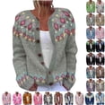 thumbnail image 1 of Fengactive Women's Fall Cute Floral Print Open Front Knit Cardigan Sweater Winter Casual Loose Button Down Long Sleeve Coat, 1 of 4