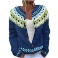 thumbnail image 1 of Fengactive Women's Fall Cute Floral Print Open Front Knit Cardigan Sweater Winter Casual Loose Button Down Long Sleeve Coat, 1 of 3