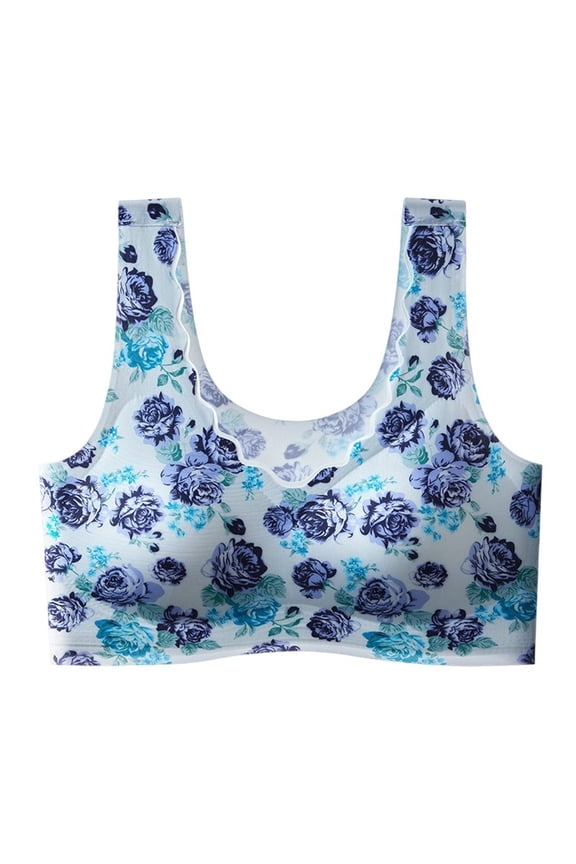 Women's Floral Print Seamless Bras Soft Comfort No Underwire Full Coverage Lightweight Everyday Bralettes