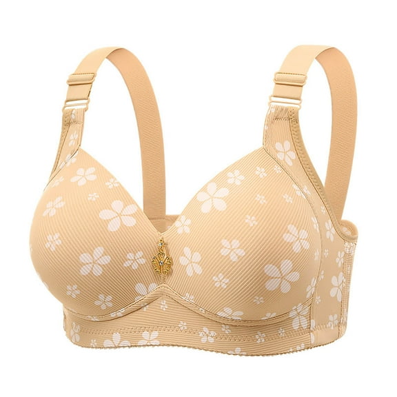 Fengactive Women's Florals Push Up Bras Everyday Bra Non Wired Support Full Coverage Bras Leisure Bralette Sports