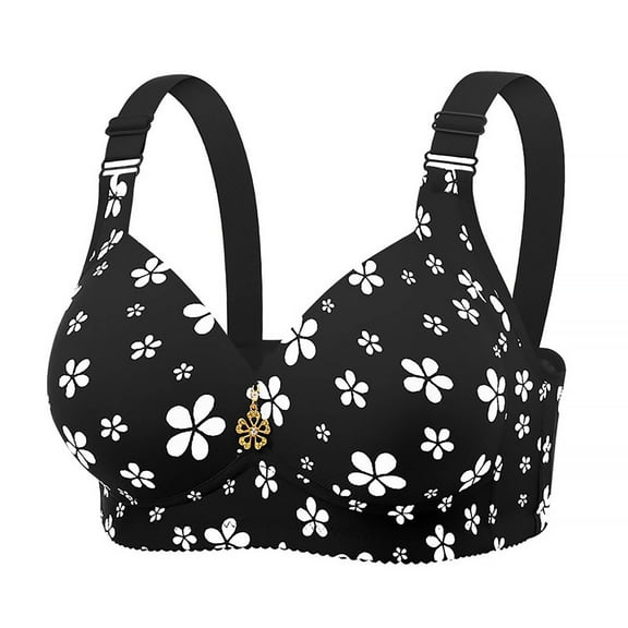 Fengactive Women's Florals Push Up Bras Everyday Bra Non Wired Support Full Coverage Bras Leisure Bralette Sports