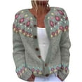 thumbnail image 1 of Fengactive Women's Knitted Button-Up Cardigan Sweaters Retro Long Sleeve Lightweight Sweaters Fall Winter Clothes, 1 of 5