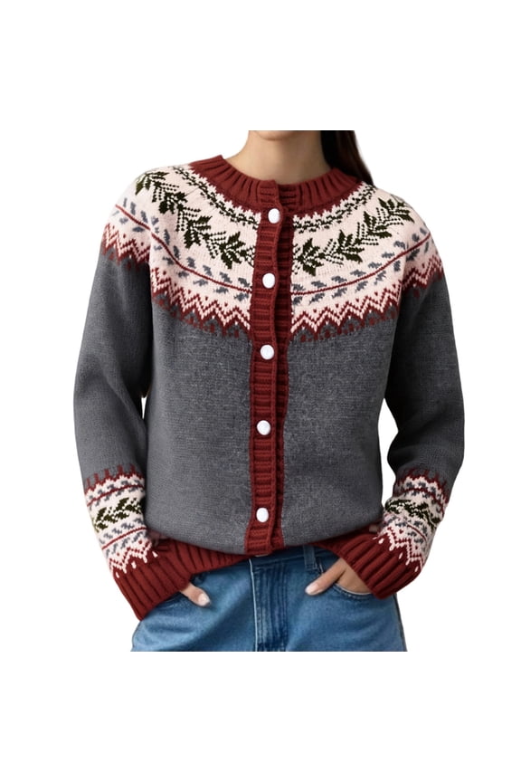 Women's Knitted Button-Up Cardigan Sweaters Retro Long Sleeve Lightweight Sweaters Fall Winter Clothes