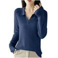 thumbnail image 1 of Fengactive Women's Knitted Collared Sweaters Long Sleeve V-Neck Shirts Winter Pullover Tops, 1 of 4