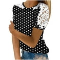 thumbnail image 1 of Fengactive Women's Lace Short Sleeve Blouses Polka Dot Shirts Cute Elegant Dressy Crew Neck Tunic Top, 1 of 7