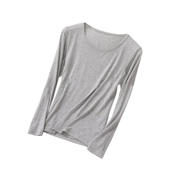 Fengactive Women's Lightweight Pajamas Tops Long Sleeve Plain Lounge T-Shirt Crewneck Soft Pajama Shirts Sleep Tunics Tee