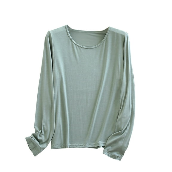 Fengactive Women's Lightweight Pajamas Tops Long Sleeve Plain Lounge T-Shirt Crewneck Soft Pajama Shirts Sleep Tunics Tee