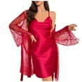 thumbnail image 1 of Fengactive Women's Nightgown Set Sexy Lace Sheer Robe and Adjustable Straps Open Back Night Dress, 1 of 5