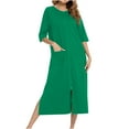 thumbnail image 1 of Fengactive Women's Pajamas Robes Zipper Front Short Sleeve Full Length Housecoat with Pockets Loungewear, 1 of 7