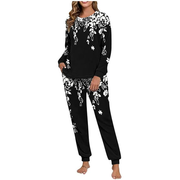 Fengactive Women's Pajamas Set 2 Piece Striped Plush Fall Winter Long Sleeve Sleepwear Soft Lounge Outfits With Pockets