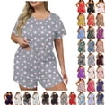 thumbnail image 1 of Fengactive Women's Plus Size Pajama Set Cute Cartoon Print Sleepwear Short Sleeve Top and Shorts Loungewear, 1 of 6