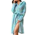 thumbnail image 1 of Fengactive Women's Plush Hooded Robe Soft Fluffy Robe Long Warm Soft Star Print Winter Bathrobes, 1 of 5