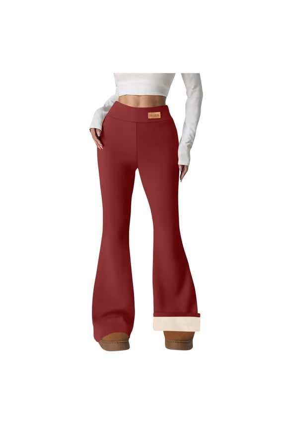 Women's Plush Lined Leggings Flare Leggigs Wide Pants Stretchy Winter Warm Casual Workout Dress Yoga Pants