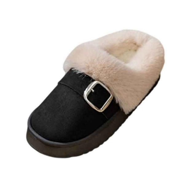 Fengactive Women's Plush Lined Slippers with Cozy Foam Winter Warm Suede House Slipper Anti-Skid Indoor Outdoor Shoes