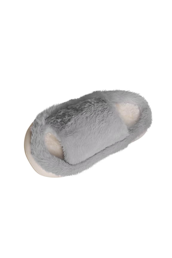 Women's Plush Open Toe Slippers with Soft Foam Comfy Closed Toe House Shoes Warm Lining Casual Shoe