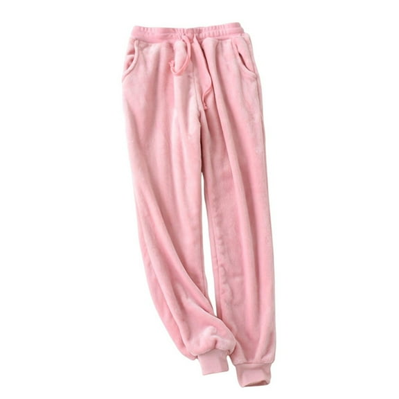 Fengactive Women's Plush Pajama Pants Fluffy Sweatpants Elastic Waist Lounge Pants with Pockets Fall Winter Warm Bottoms