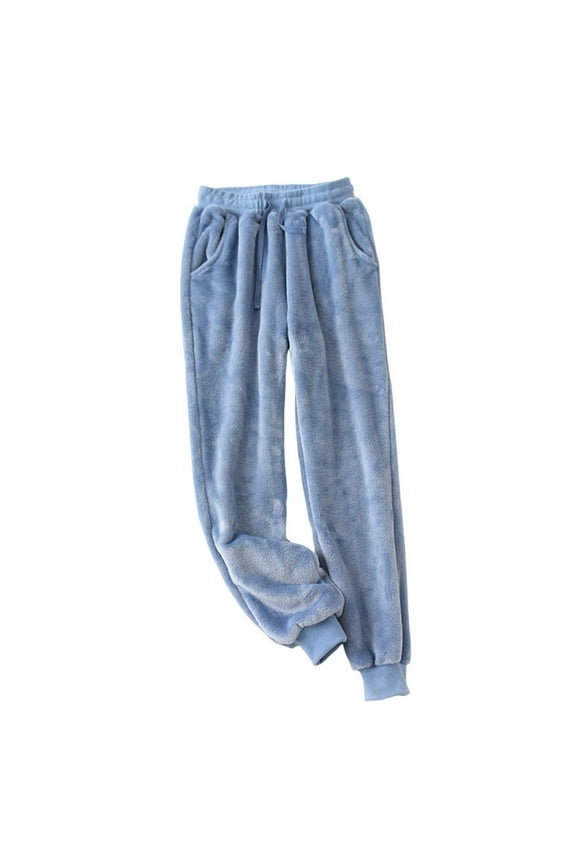 Women's Plush Pajama Pants Fluffy Sweatpants Elastic Waist Lounge Pants with Pockets Fall Winter Warm Bottoms