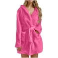 thumbnail image 1 of Fengactive Women's Plush Robe Mid Length Bathrobe Belted Soft Bath Robes with Pockets Fall Winter Spa Robes, 1 of 5