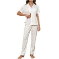 thumbnail image 1 of Fengactive Women's Printed Pajamas 2 Piece Short Sleeve Button Down Pjs Long Pants Loungewear Set, 1 of 8