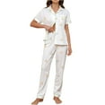 thumbnail image 1 of Fengactive Women's Printed Pajamas 2 Piece Short Sleeve Button Down Pjs Long Pants Loungewear Set, 1 of 8